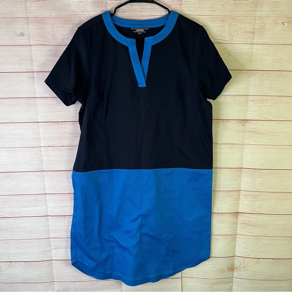 Lands’ End Color Block Navy Blue Dress Size‎ 12